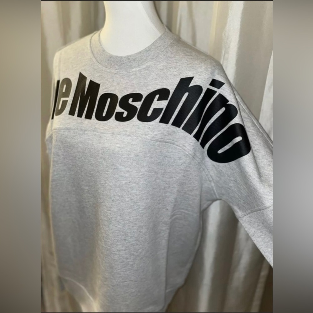 NEW Love Moschino Women’s Painted Logo Sweatshirt Gray/Black Size IT48/US12🖤 - Picture 5 of 12